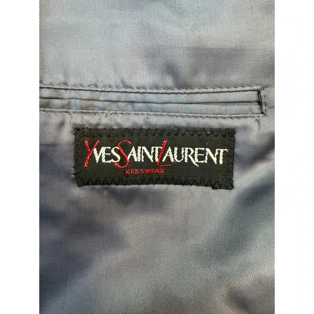 Yves Saint Laurent Blazer Mens 42 R Classic Fit Blue Pinstripe Wool France VTG